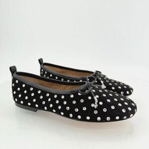 Sam Edelman Ari Gem Ballet Flats Bow Slip On Size 5.5 Rhinestones Black vegan